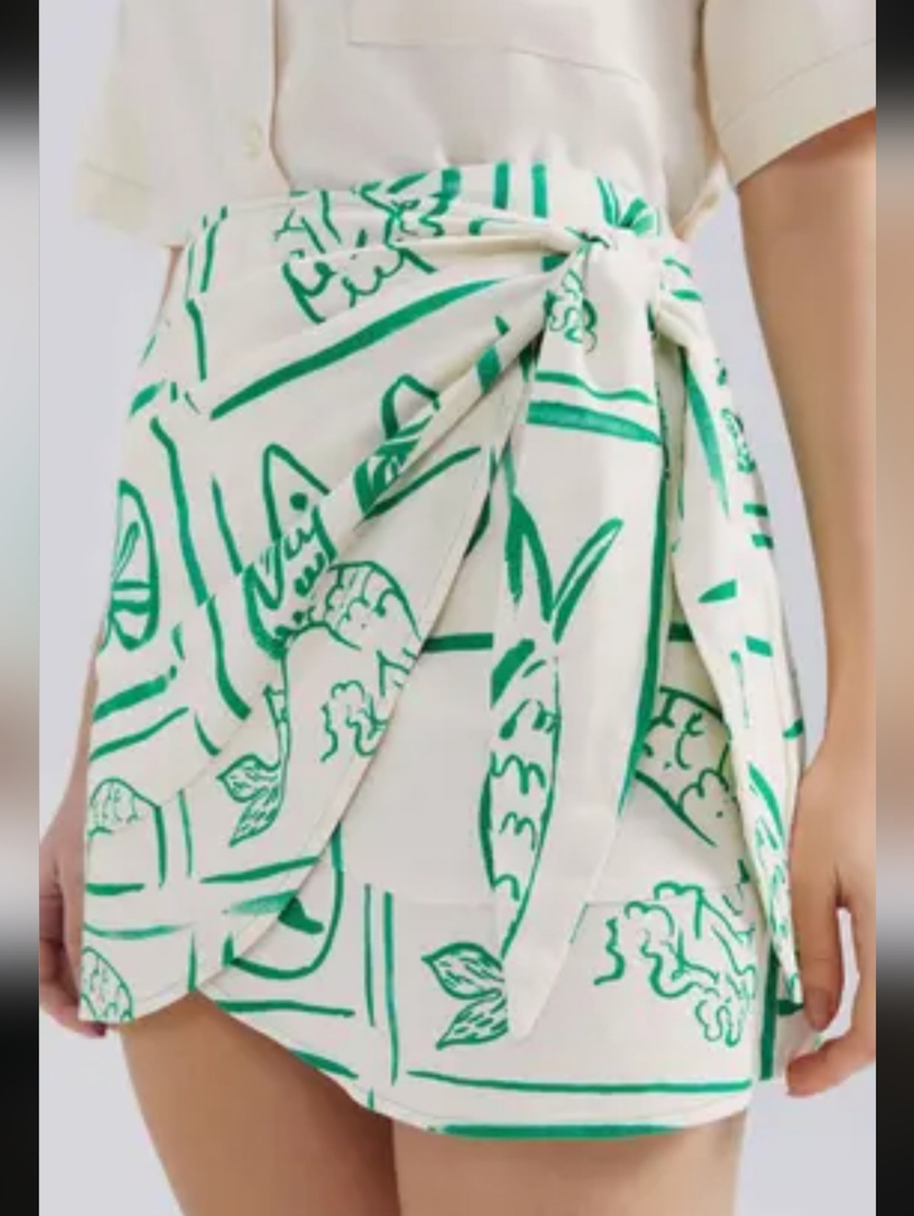 Hering Linho Green Print Wrap Skirt Pareo Style Size 36 (S) 🌿✨